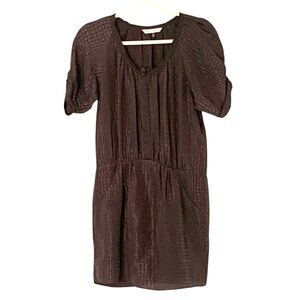 Rebecca Taylor Size 0 Dark Gray Textured Crocodile Print 100% Silk Mini Dress